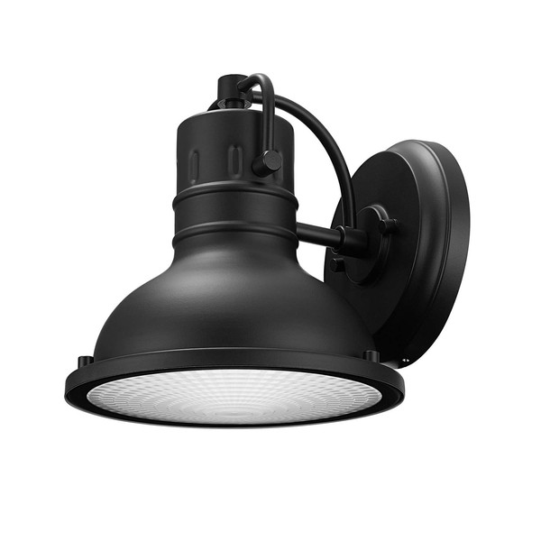 Globe Electric 44157 Harbor 1-Light Outdoor Indoor Wall Sconce, Matte Black, Clear Plastic Diffuser