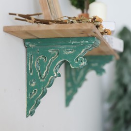 BIG FORTUNE Set of 2 Corbels for Shelves Wood Corbels Decorative Shelf Brackets Wooden Vintage Shelf Farmhouse Decor