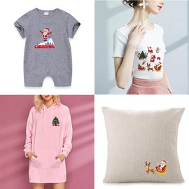 Christmas Patches Heat Transfer Iron on Appliques for Elk Santa Claus Snowman Decorations Sticker with T-Shirt Jackets Sweatshirt Jeans Coats Washable Decor Design 2 Sheets Xmas Party Favor