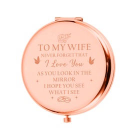 Sophauteem Gifts for Wife Romantic Gifts for Her Unique Gift for Wife from Husband Compact Mirror Birthday Gifts for Wife Valentines Day I Love You Gifts for Her Wife Mother Anniversary Rose Gold