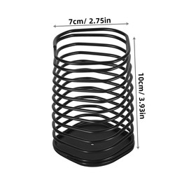 TEHAUX 2pcs Metal Spring Pen Holder Hollow Round Pencil and Makeup Brush Organizer Office Desk Stationery Storage in Black and White Modern Minimalist Design