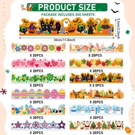 Geyee 240 Pcs 236ft Holiday Bulletin Board Borders Colorful Rainbow Scalloped Border Trim Bulk Bulletin Border Decor for Classroom Back to School Decor(Cute)