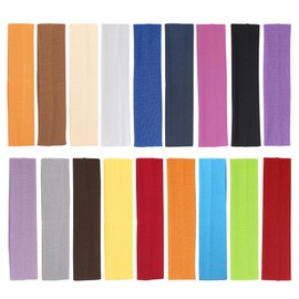 DIYJEP Pack of 18 Women's Sports Headbands, Soft Elastic Hair Bands, Yoga Cotton Headbands, Moisture-Wicking Non-Slip Hair Band Women Men for Running Ball Games Training (18 Colours)