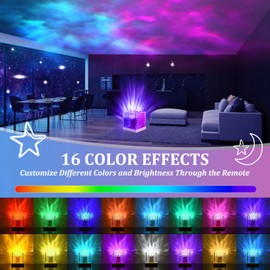 Ocean Lamp LED Starry Sky Projector, Creative Aurora Lamp 16 Colours 30 Lighting Effects with Remote Control for Room Decoration, Mood Light for Gifts Party (BIG)