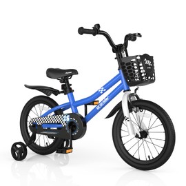BABY JOY Kids Bike, 16 Inch Children Bikes for Boys Girls Age 4-7 Years w/Training Wheels, Handbrake, Coaster Brake & Removable Basket, Kids Bicycle of Multiple Colors