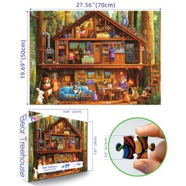 PuzzOne Puzzles for Adults 1000 Pieces, Bear Treehouse Forest Multicolor Animal Characters Jigsaw Puzzle for Family Fun Decoration, Gifts, Party Toy, Finished Size 27.5" x 19.7"