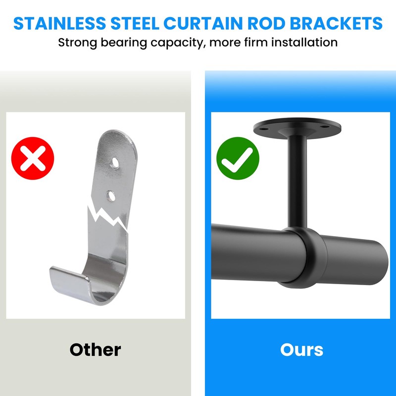 SDTC Tech 1-1/4 Inch Curtain Rod Ceiling-Mount Bracket Stainless Steel