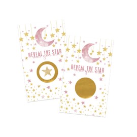 Twinkle Little Star Scratch Off Cards (30 Pack) Baby Shower Games Girls, All Occasion Lottery Scratcher Ticket Prize Drawings Win Prizes, Celestial Ideas Pink and Gold Wedding Favors