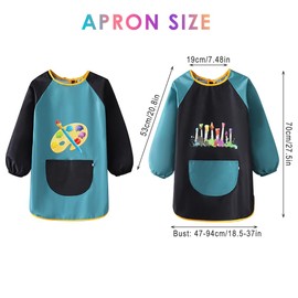 DODUOS Pack of 2 Waterproof Painting Gowns Children School Painting Coat Child 7-12 Years, Apron Children School Painting Apron Children School from 6 Years with Sleeves for Crafts & Painting Baking