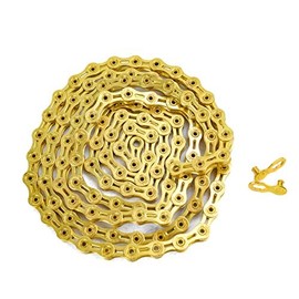 VG SPORTS 6/7/8/9/10/11 Speed Bike Chains,Half Hollow/Full Hollow Lightweight Bicycle Chains for Road Bike/MTB/BMX,Silver/Gold/Titanium/Rainbow 116 Links with Missing Link