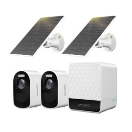 xmartO 4MP QHD WiFi6 Dual-Band Wireless Solar-Powered Indoor & Outdoor Home Security Camera System (Long Range WiFi, Free 64GB Loop Storage, No Monthly Fee, 2-CAM Kit)