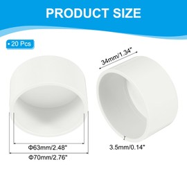 PATIKIL 2-1/2" PVC Pipe End Cap Fitting, Furniture Grade Pipe Plug Adapter Socket Fittings for Build PVC Furniture DIY Garden Shelf Support Structure Storage, White