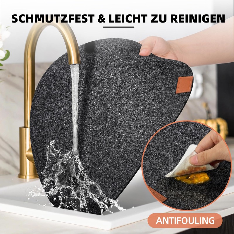 Tischset aus Filz 18er Set, 6 Tischsets Abwaschbar Platzsets rutschfest