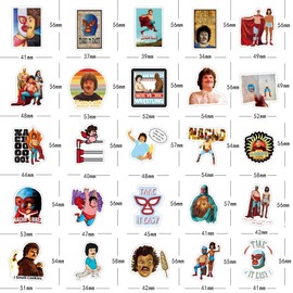 61 Pcs Nacho Libre Stickers Comedy Movie Graffiti Waterproof Vinyl for Kids Adults Teens for Birthday Party Supplies Decoration Favors for Water Bottles Laptop Suitcase Scrapbooking Gifts