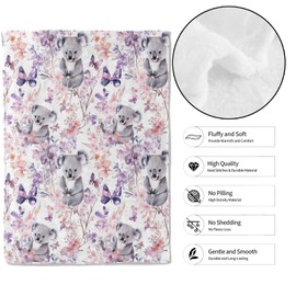 MIEPOS Cute Koala Throw Blanket,50x60in,Soft,Lightweight Flannel,Butterfly Floral Blankets - Gifts for Kids Women,Animal Lovers,for Couch Office Travel,Home Living Room Whimsical Decor