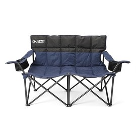 ZENTA GEAR Oversized Fully Padded Double Camping Chair, Portable Folding Loveseat w/Side & Back Pockets, Adjustable Armrests, Double-Sized Cup Holders for Outdoor, Indoor, Supports 530LBS, Black