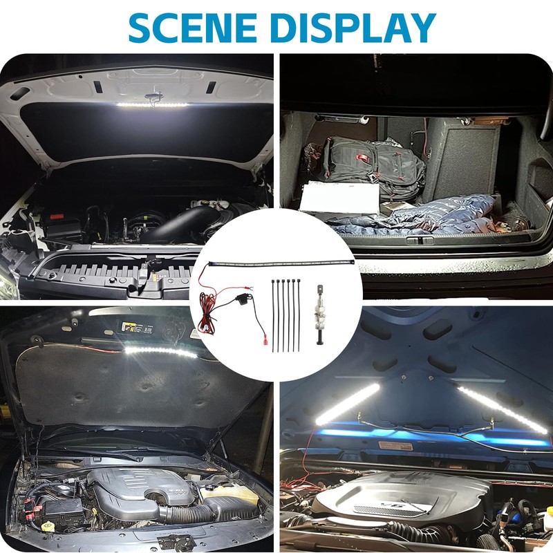 Ongfuwu Under Hood LED Light Kit, 12V Waterproof Car Under