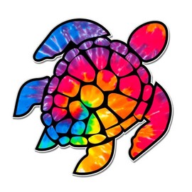 Tie Dye Sea Turtle - 5" Vinyl Sticker - for Car Laptop I-Pad - Waterproof Decal