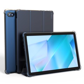 Tablet Case for KST102MF-Black, 10.1 Inch Android Tablet Leather Case, Soft TPU Translucent Frosted Back Protector Cover Shell, Auto Wake/Sleep Shockproof Protective Cover with Multi-Viewing Angle