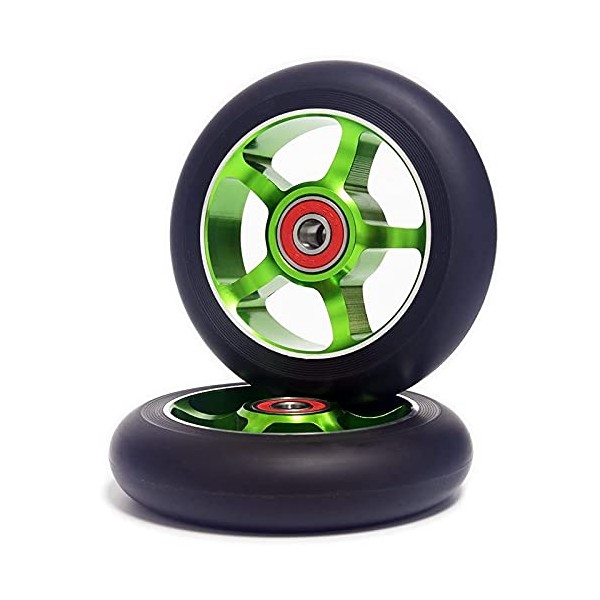 jingfei 2Pcs 100mm Scooter Replacement Wheels with Bearings Aluminum Wear-