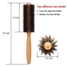 ECOTREES Boar Bristle & Nylon Pin Round Hair Brush for Blow Dry, Styling,...