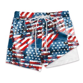 Fourth of July Surf Trunk Kids Compression Liner Patriotic Board Shorts Memorial Day Print Trunks 9-10 Years