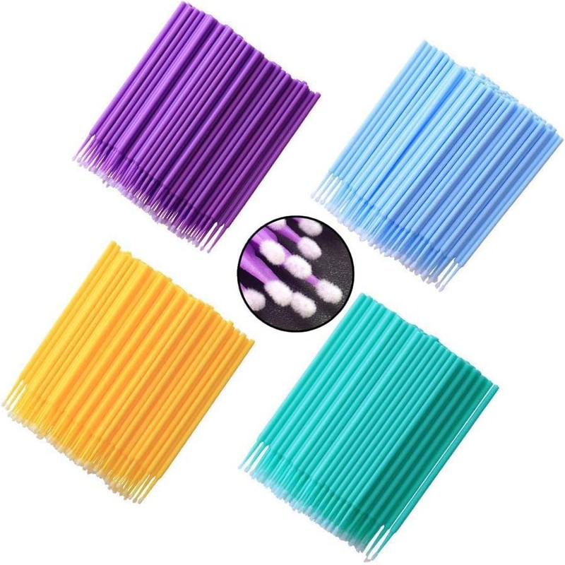 PXLAATY 極細綿棒、マスカラブラシ、使い捨てメイクブラシ、まつげエクステブラシ、ジェルネイルブラシ、まつげ育毛剤ツール、高繊維素材（8色）800本入り