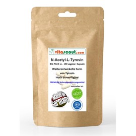 N-Acetyl L-Tyrosin 500mg NALT | 190 veg Kapseln | Essentielle Aminosäuren | weiterentwickeltes Tyrosin mit besserer Verfügbarkeit im Körper | ohne Gentechnik | MADE IN GERMANY