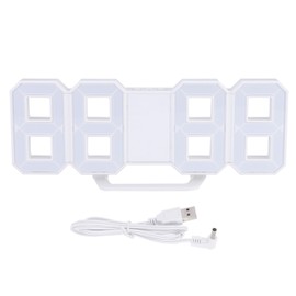 3D LED Digital Clock Bedroom Desktop Snooze Alarm Clock Home Decoration White CaseWhite