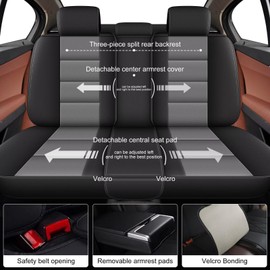 YORKNEIC Full Set Seat Covers Fit for Volvo XC40 2019-2024 2025: 5 Seats Leather Car Seat Covers - Waterproof Car Seat Protector Compatible Airbag (Black & Grey)