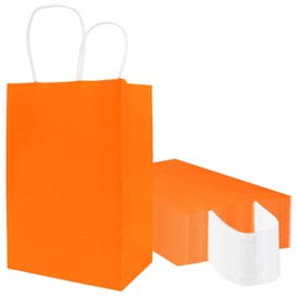 Orange Gift Bags, 24 Pack Kraft Paper Party Favor Bags Bulk, Small Blue Gift Bags with Handles, Blue Goodie Bags for Valentines Birthday Wedding Baby Shower Retail Business Gift Bags 8.2"x5.9"x3.1"