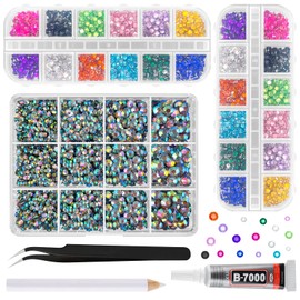 ASTARON Colorful Resin Rhinestones for Crafting, 2mm-6mm Mixed Flatback Resin Gemstones for Crafts Gems Bulk Jelly AB Bedazzling Diamonds with Glue for Nails, Tumblers, Mugs Decoration