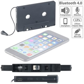 auvisio Kassettenadapter: Kabelloser Kassetten-Musik-Adapter, Bluetooth 5.0, Freisprech-Funktion (Kassettenadapter, Bluetooth, Cassette, Bluetooth, Kfz Freisprechanlagen)
