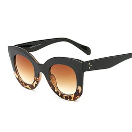 Freckles Mark Thick Fashion Butterfly Sunglasses for Women Trendy Round Cat Eye Sun Glasses (Black Tortoise, 45)