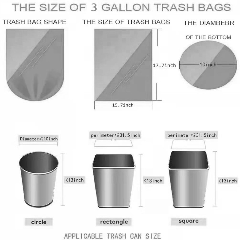 3.5 Gallon Trash Bags, 150 Count Small Trash Can Liners