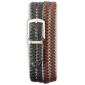 Harbor Bay by DXL Men's Big and Tall Reversible Braided Faux-Leather Belt Black 50/52