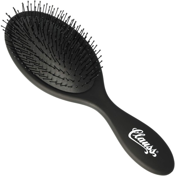 Clauss Wash & Brush Hair Brush for Long Hair, Paddle Brush with Air Cushion and Flexible Nylon Bristles, Matt Black, 70 g