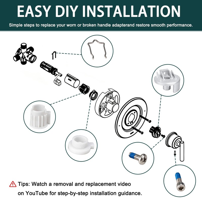 Upgrade Metal 116653 Shower Handle Adapter Kit for Moen Posi-Temp