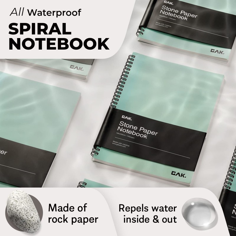GAK. Stone Paper Waterproof Sheet Spiral Notebook (M Size) –