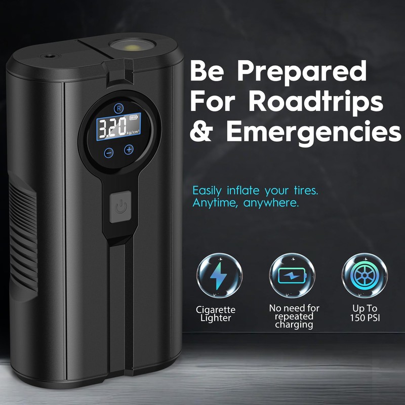 Tire Inflator Portable Air Compressor Air Pump for Car Tires-Car