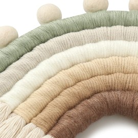 Woven Rainbow Wall Hanging for Children's Dormitory, Room Decoration, Party Supply, Decorate the Handwoven Rainbow Pendant in Nordic Style