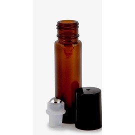 12 Pack,10 ml AMBER Glass Essential Oil Roller Bottle + Removable Metal Roller