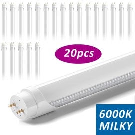 desertcamel18 4FT T8 LED Tube Light 20 Pack 22W 6000K Milky Bright Fluorescent Replacement
