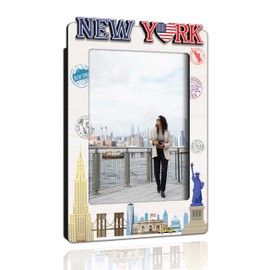 CTLHKY New york Magnetic Photo Frame, New york Themed Magnetic Picture Frames For Refrigerator Locker Home, Vacation Honeymoon Gifts For Friends Couples, Travel Wooden Magnetic Picture Frame-A29