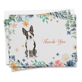 Twigs Paper - Boston Terrier Dog Cards - Set of 12 Blank Cards (5.5 x 4.25 Inch) with 12 Envelopes - 100% EcoFriendly Stationery - Made in USA (1 Design, 12 Cards Total)