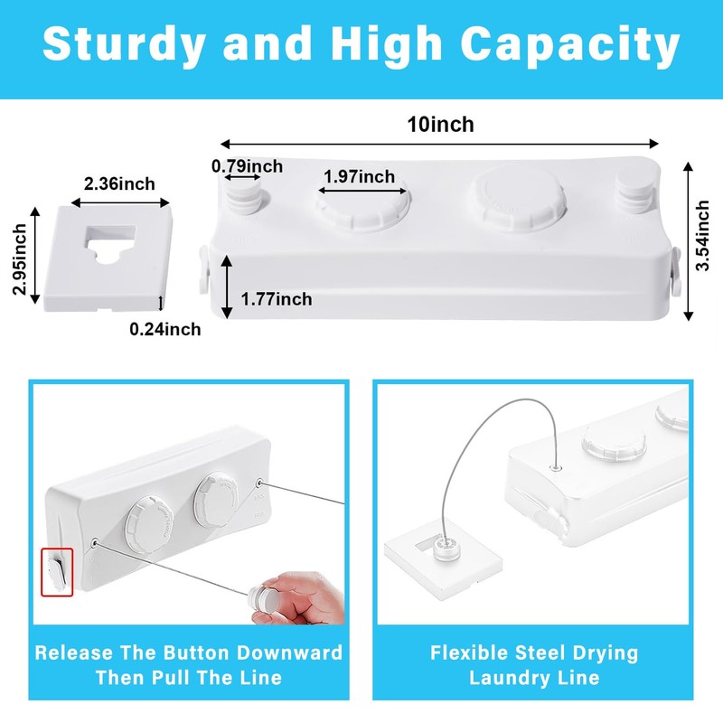 Retractable Clothesline, Extendable Wall, Retractable Washing Line, Wall Mounted, Retractable