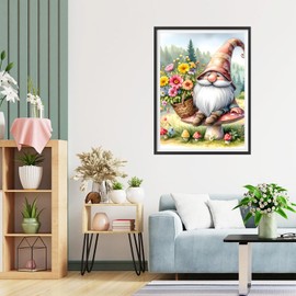 QQYRHN 5D Cartoon Gnome Diamond Painting Kit for Adults Beginners Flowers Diamond Art Kits Complete DIY Mushrooms Diamond Embroidery Set Perfect for Relaxation and Decoration 30 x 40 cm