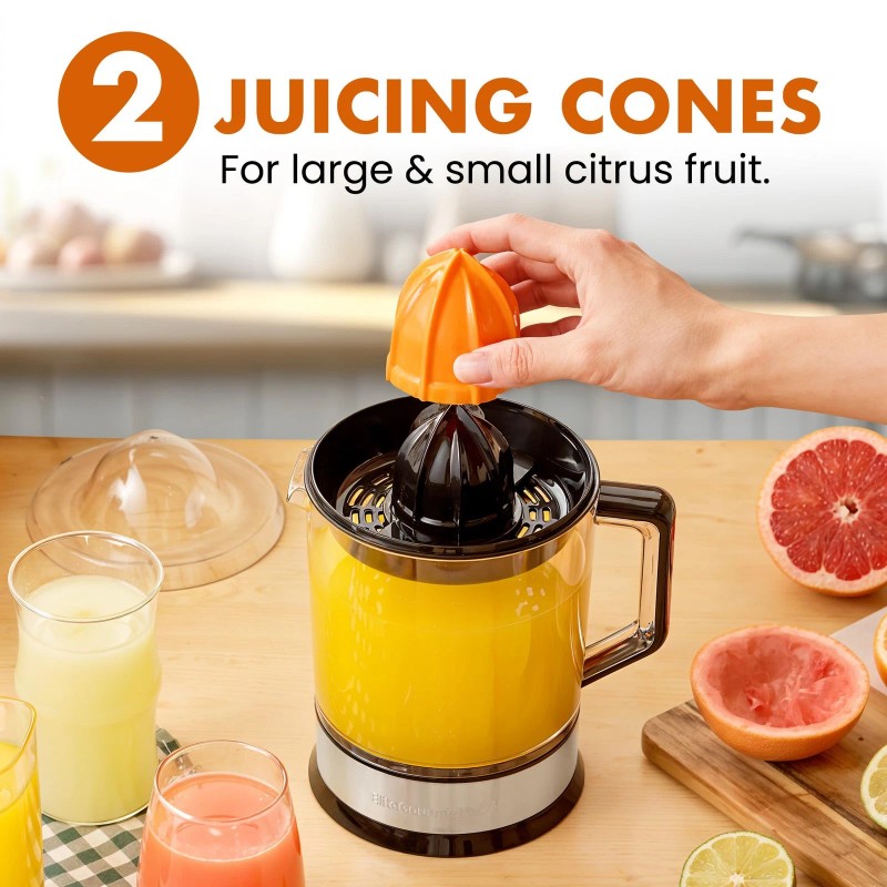 Elite Gourmet ETS740 BPA-Free Electric Citrus Juicer with 2 Cones,