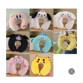 sanrio U Shape Travel Pillow Set for Airplane - Inflatable Neck Pillow for Airplane - Pochacco