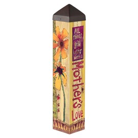 Studio M Art Pole, PVC Weather Resistant Pole with Vinyl Bowl 20 inches Tall Outdoor Decoration for Gardens, Patios, Yards, Landscaping and Birding Accessories, Mother's Love